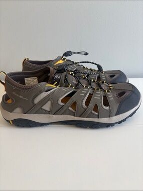 Eddie Bauer Men’s Outdoor Sandals Gray Yellow Hiking Water Shoes Size 13